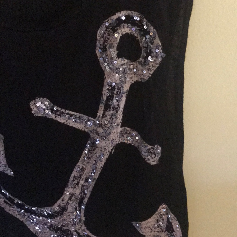 Sequin black anchor shirt sz large - Picture 2 of 7